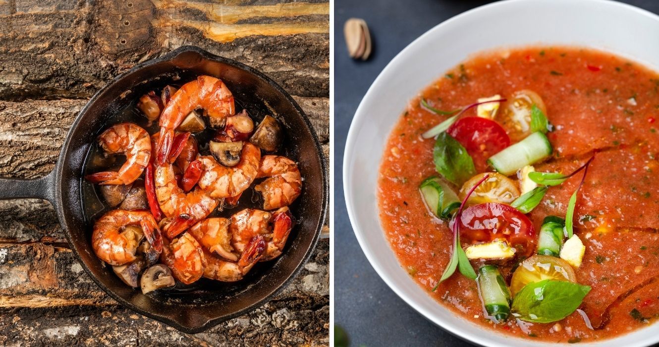 Os pratos mais populares da Espanha são a maneira perfeita de tocar no verão 1 Gambas al Ajillo, gaspacho