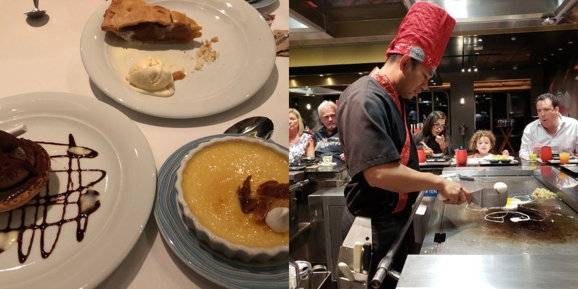 Aqui está o que os funcionários dos navios de cruzeiro são educados demais para dizer aos passageiros 5 sobremesas na mesa e pessoas no restaurante