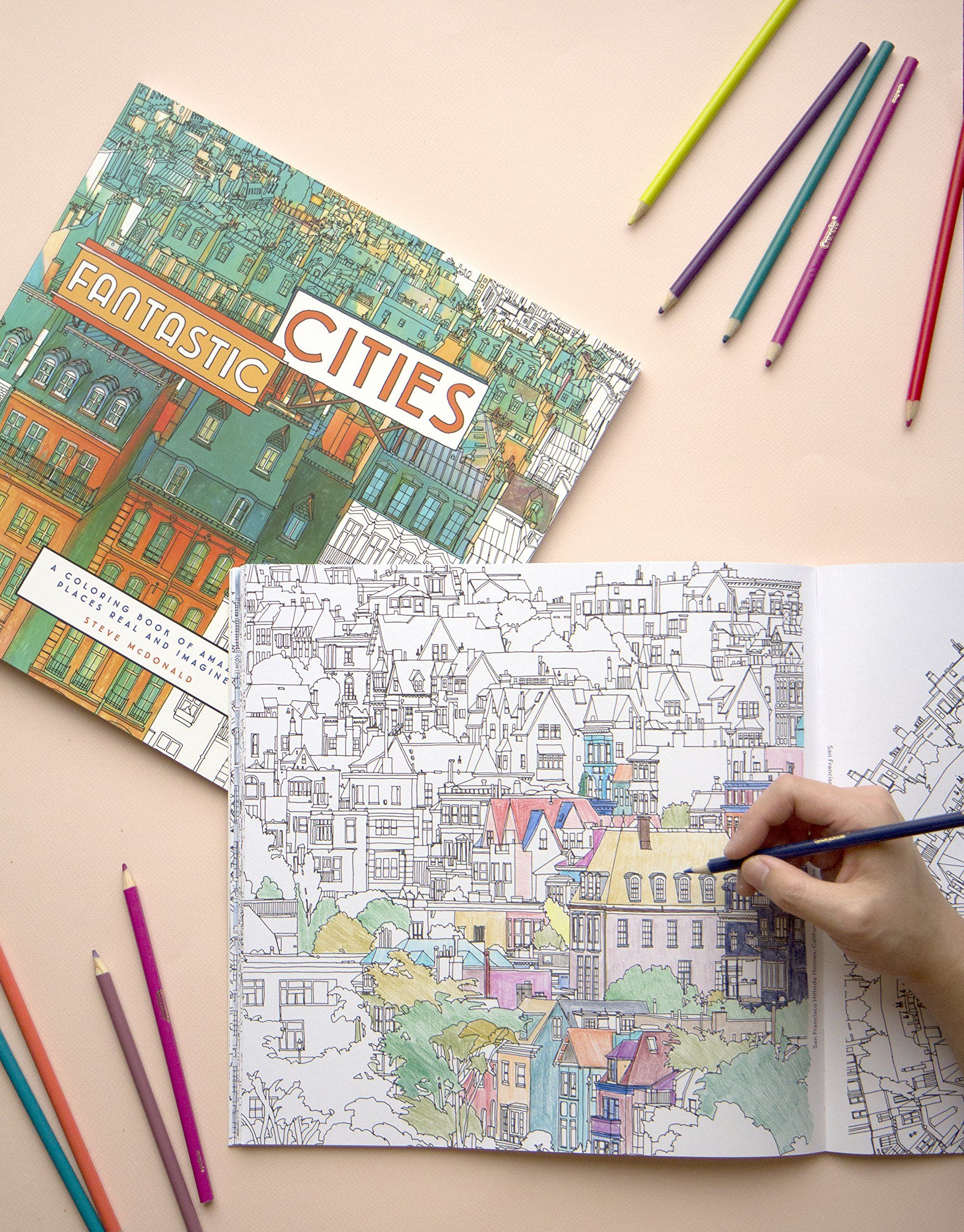 Os melhores livros para colorir com temas de viagens para que você possa criar suas próprias férias (ilustradas) 4 as cidades fantásticas livro de colorir