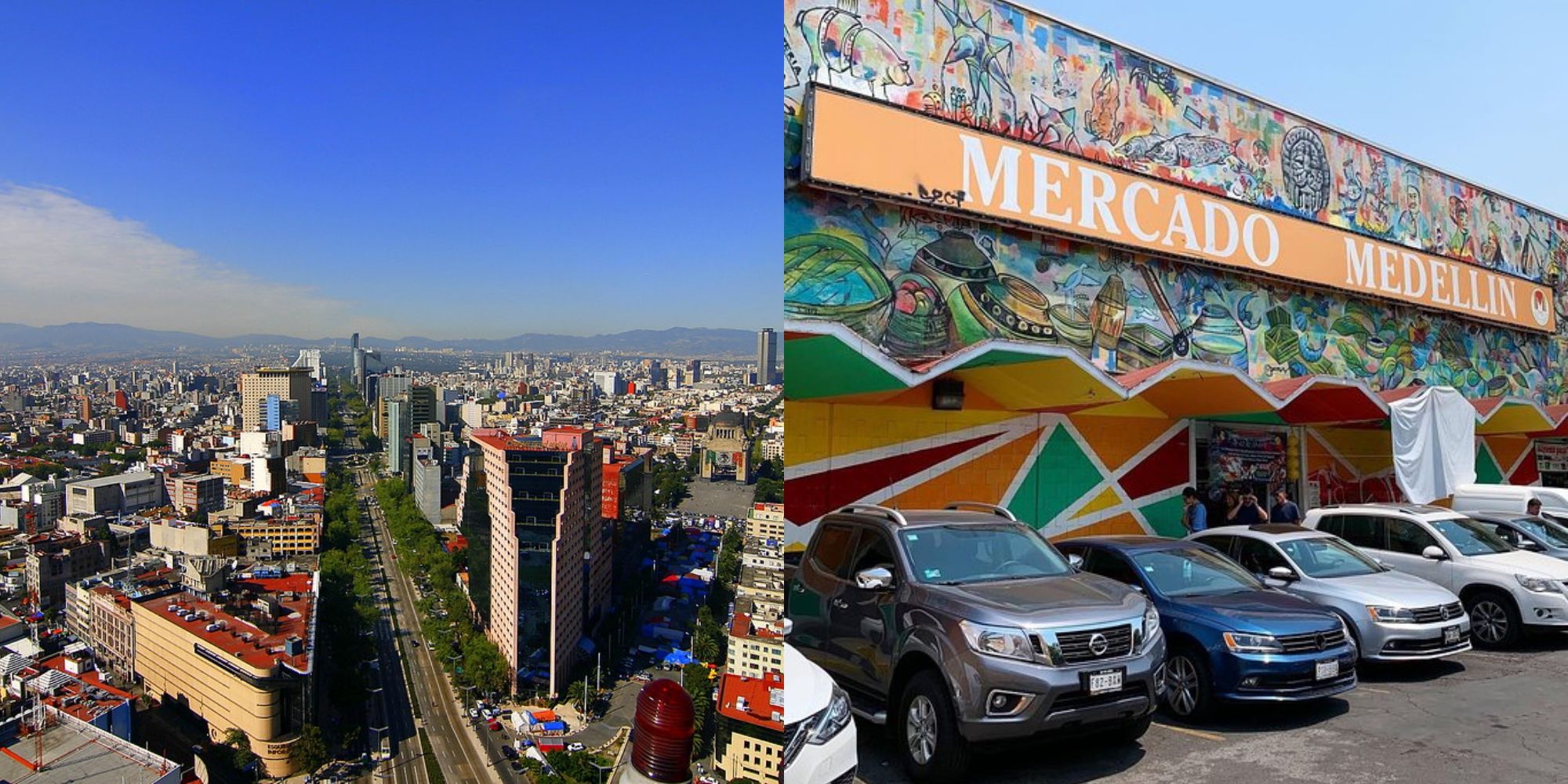 Por que um turista que viaja para o México pode querer ficar na Cidade do México (com tudo incluído) 3 edifícios da cidade do méxico e mercado de alimentos