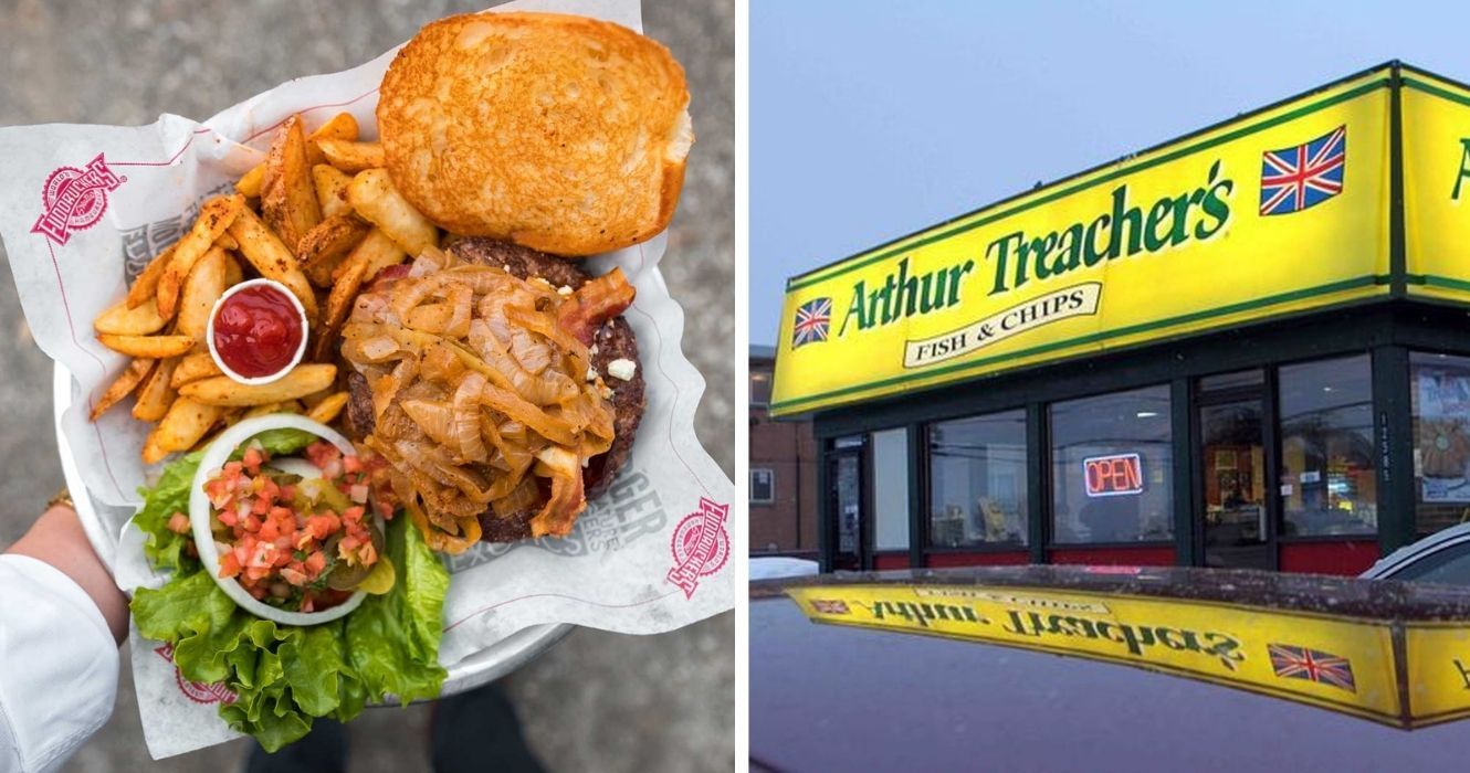 A reputação dessas cadeias de restaurantes sobrevive apesar de suas portas fechadas (mas nós as queremos de volta) 1 hambúrguer fudderuckers, peixe e batatas fritas arthur treachers