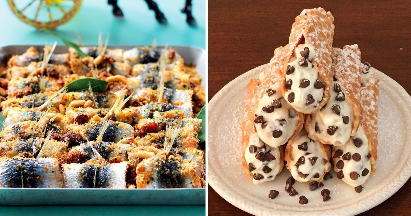 Acha que conhece a autêntica cozinha siciliana? Adicione estes pratos à sua lista 1 sarde al beccafico caseiro, cannolis caseiros com gotas de chocolate