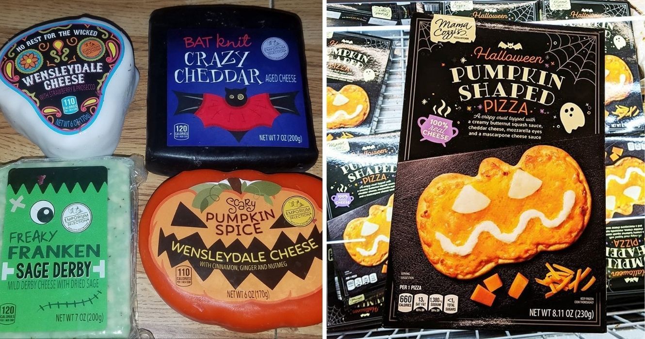 Aldi trouxe de volta seus queijos de Halloween e uma coleção de novos alimentos de outono 1 queijo de halloween e pizza em forma de abóbora de aldi