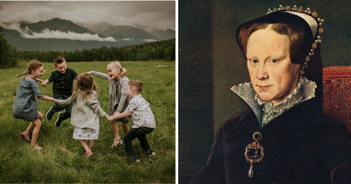 As histórias sombrias por trás das canções de ninar favoritas de todos 1 crianças brincando de anel ao redor do rosie, queen mary I