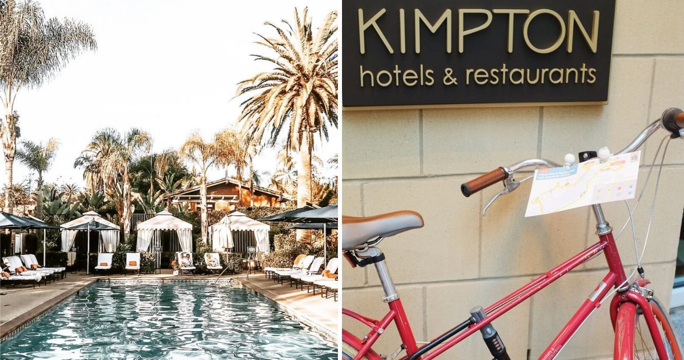 uma foto da piscina no Rancho Valencia, as bicicletas são uma comodidade gratuita nos kimpton resorts