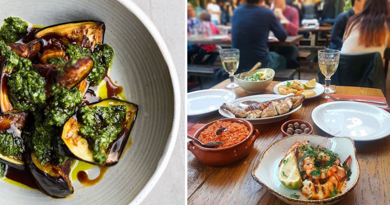Estes são os novos restaurantes mais modernos para abrir em Londres 1 uma tigela de berinjela assada vegana com pesto, uma seleção de um dos mais novos restaurantes de Londres