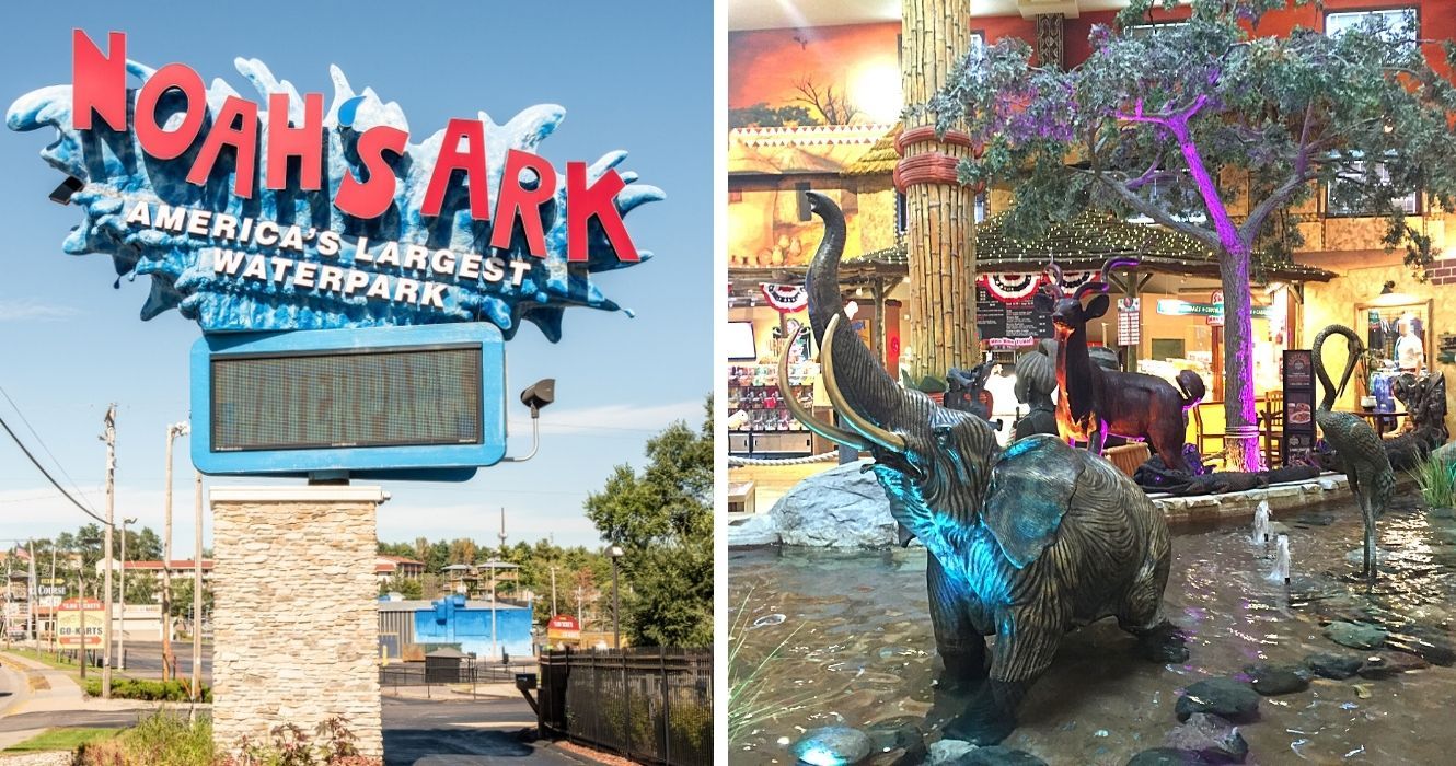 Os melhores parques aquáticos do mundo podem ser encontrados em Wisconsin Dells 1 a placa do parque aquático da arca de noé, parque aquático kalahari