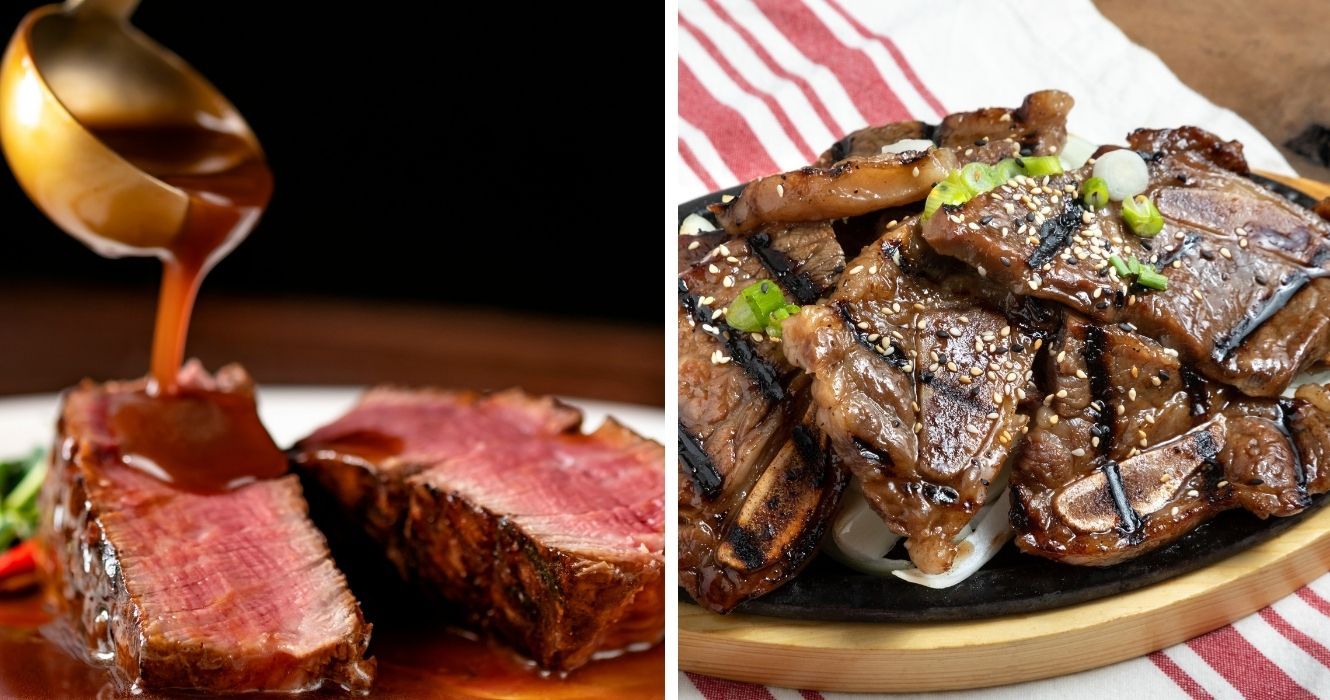 Os pratos de bife mais populares em todo o mundo que você deveria estar fazendo neste verão 1 chateaubriand com molho de vinho tinto, kalbi short ribs