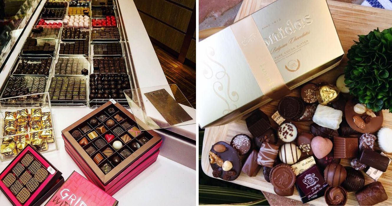 uma caixa de chocolates belgas