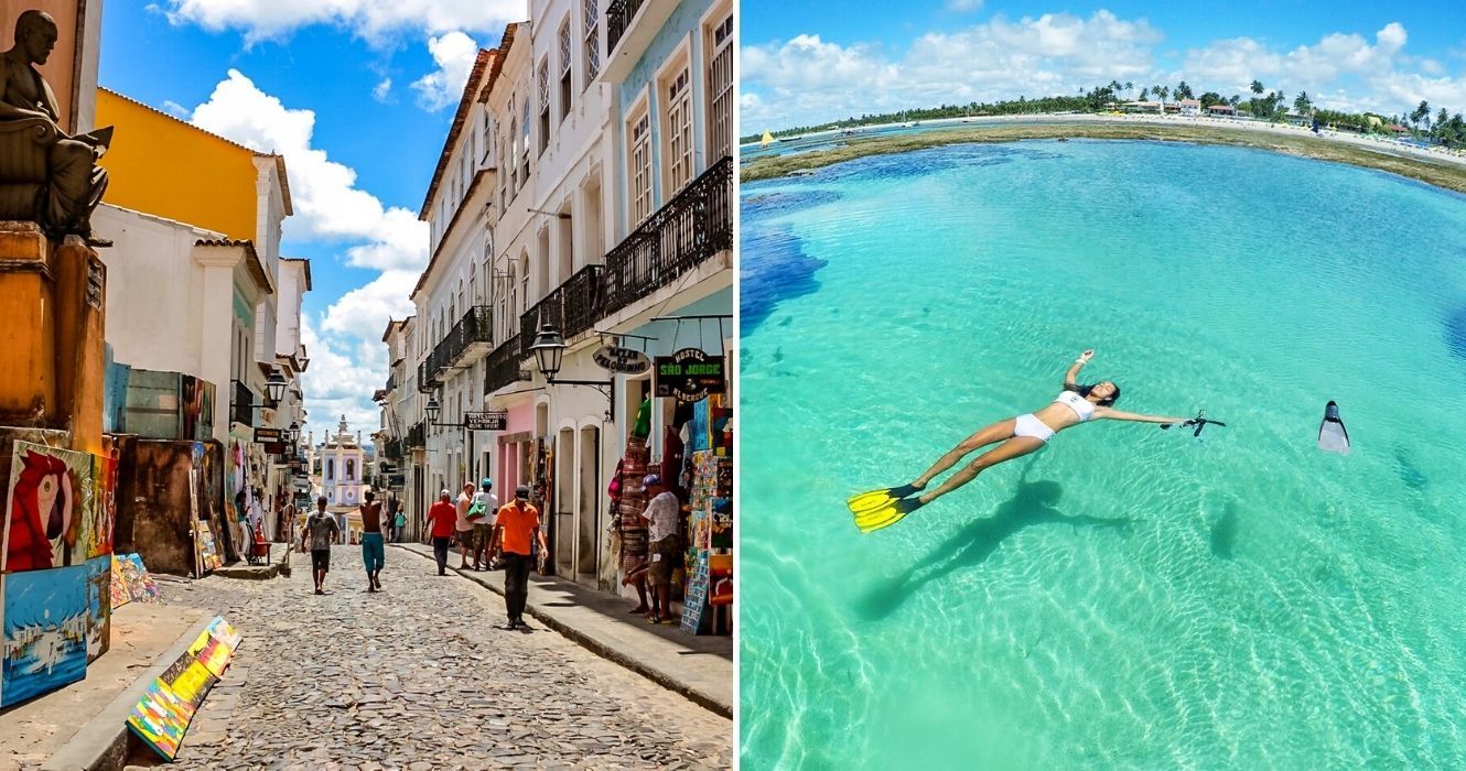 Todo mundo viaja para o Brasil para o Rio, mas esses lugares subestimados são igualmente incríveis 1 as ruas de salvador, brasil, uma mulher nadando em porto de galinhas