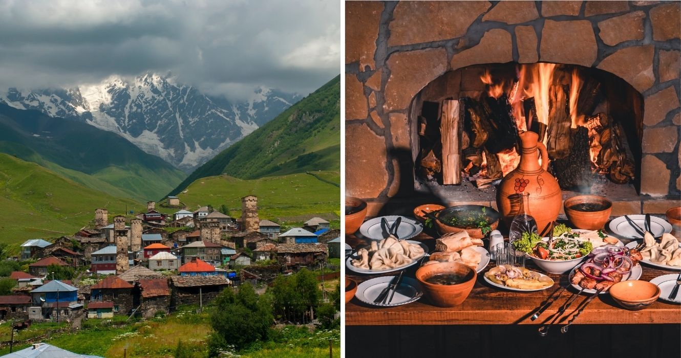 Veja por que você deve planejar uma viagem para a Geórgia ... o país, não o estado 1 a paisagem georgiana e uma mesa cheia de comida