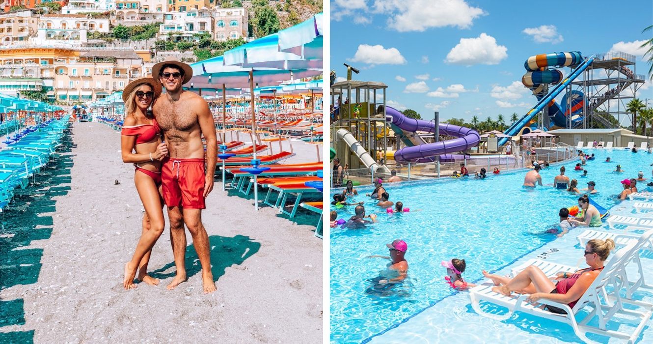 "All-Inclusive" Nem sempre significa que tudo está incluído: o que observar 1 um casal curtindo a lua de mel na itália, um resort familiar com parque aquático